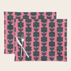 Eclectic Floral Jonnty Flowers and Stripes Pattern in Rich Pink and Dark Blue Placemat Gallery Image 1