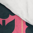 Eclectic Floral Jonnty Flowers and Stripes Pattern in Rich Pink and Dark Blue Comforter Gallery Image 4