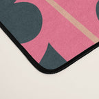 Eclectic Floral Jonnty Flowers and Stripes Pattern in Rich Pink and Dark Blue Desk Mat Gallery Image 4