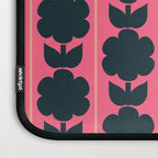Eclectic Floral Jonnty Flowers and Stripes Pattern in Rich Pink and Dark Blue Laptop Sleeve Gallery Image 3