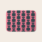 Eclectic Floral Jonnty Flowers and Stripes Pattern in Rich Pink and Dark Blue Bath Mat Gallery Image 1