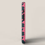 Eclectic Floral Jonnty Flowers and Stripes Pattern in Rich Pink and Dark Blue iPhone Case Gallery Image 2