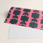 Eclectic Floral Jonnty Flowers and Stripes Pattern in Rich Pink and Dark Blue Wrapping Paper Gallery Image 2