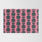 Eclectic Floral Jonnty Flowers and Stripes Pattern in Rich Pink and Dark Blue Rug Gallery Image 2