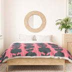Eclectic Floral Jonnty Flowers and Stripes Pattern in Rich Pink and Dark Blue Duvet Cover Gallery Image 3