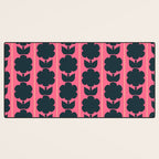 Eclectic Floral Jonnty Flowers and Stripes Pattern in Rich Pink and Dark Blue Desk Mat Gallery Image 3