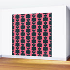 Eclectic Floral Jonnty Flowers and Stripes Pattern in Rich Pink and Dark Blue Wall Mural Gallery Image 2