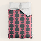 Eclectic Floral Jonnty Flowers and Stripes Pattern in Rich Pink and Dark Blue Comforter Gallery Image 6