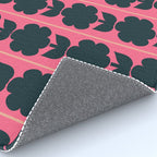 Eclectic Floral Jonnty Flowers and Stripes Pattern in Rich Pink and Dark Blue Rug Gallery Image 4