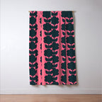 Eclectic Floral Jonnty Flowers and Stripes Pattern in Rich Pink and Dark Blue Window Curtain Gallery Image 3