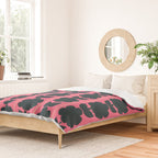 Eclectic Floral Jonnty Flowers and Stripes Pattern in Rich Pink and Dark Blue Duvet Cover Gallery Image 2