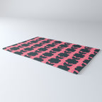Eclectic Floral Jonnty Flowers and Stripes Pattern in Rich Pink and Dark Blue Rug Gallery Image 3