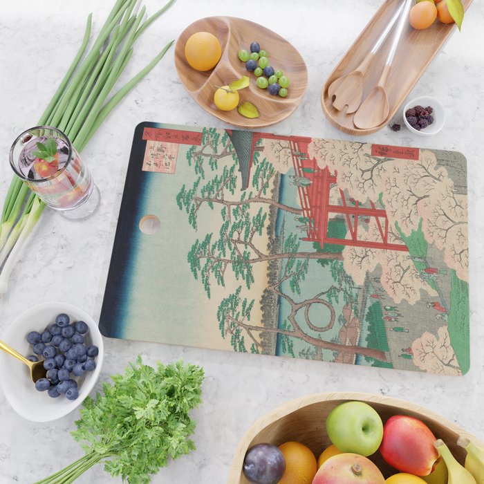 Spring Blossoms and Pond Ukiyo-e Japanese Art Cutting Board Gallery Image 2