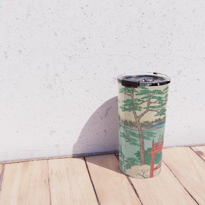 Spring Blossoms and Pond Ukiyo-e Japanese Art Travel Mug Gallery Image 4