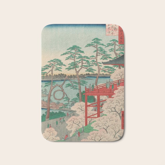 Spring Blossoms and Pond Ukiyo-e Japanese Art Bath Mat Gallery Image 1