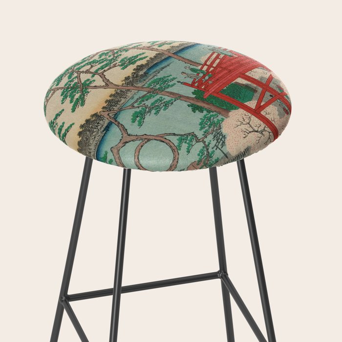 Spring Blossoms and Pond Ukiyo-e Japanese Art Stool Gallery Image 2