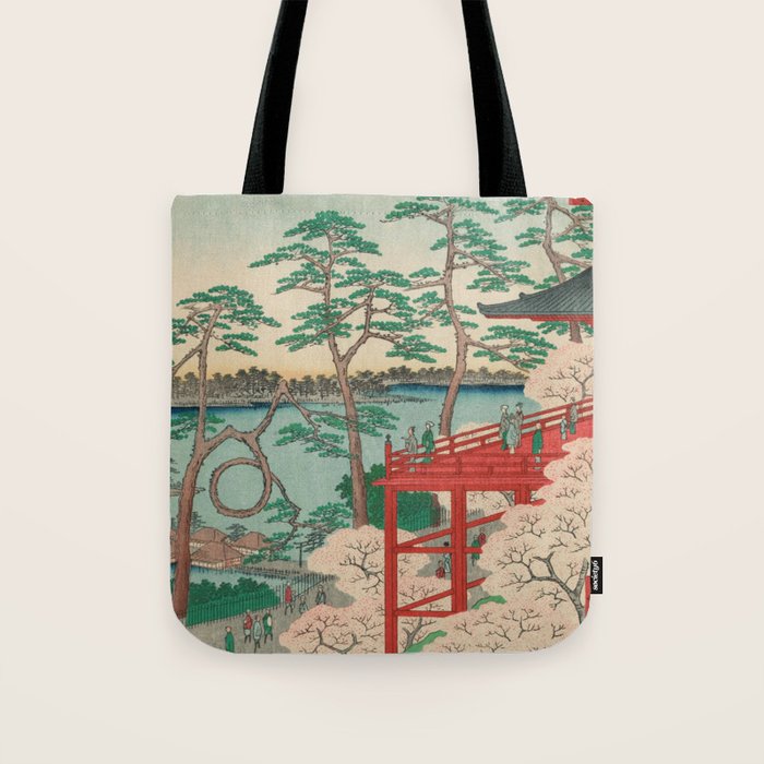 Spring Blossoms and Pond Ukiyo-e Japanese Art Tote Bag Gallery Image 1