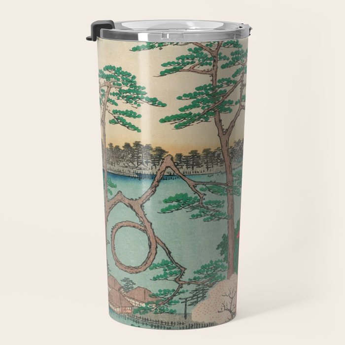 Spring Blossoms and Pond Ukiyo-e Japanese Art Travel Mug Gallery Image 3