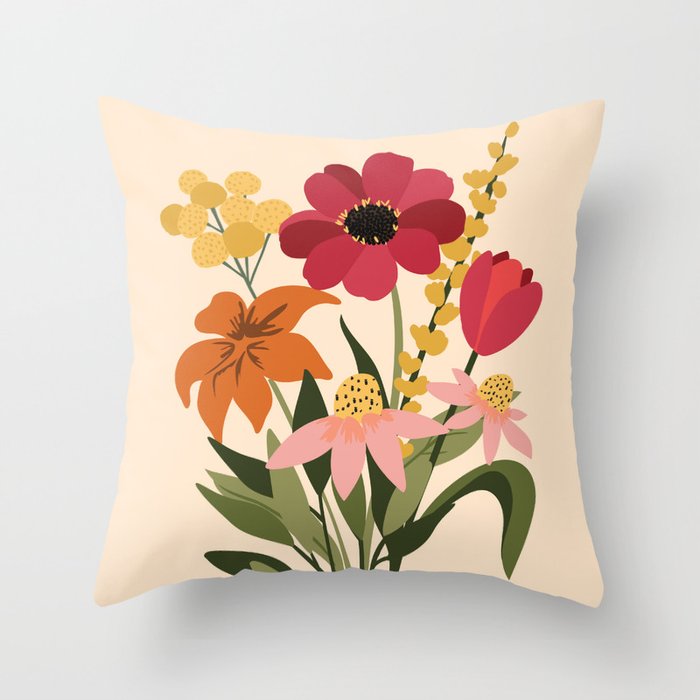 Fresh Cut Cottage Flowers Throw Pillow Gallery Image 1