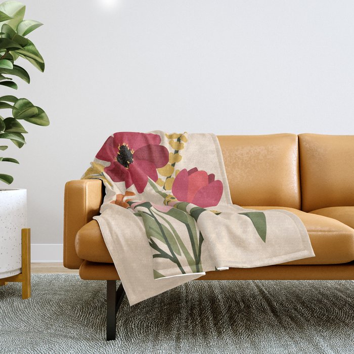 Fresh Cut Cottage Flowers Throw Blanket Gallery Image 1
