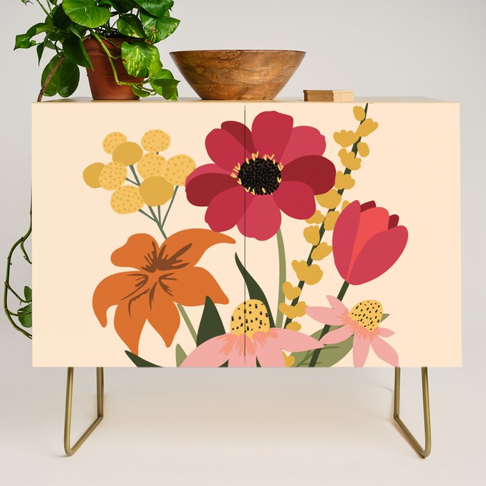 Fresh Cut Cottage Flowers Credenza Gallery Image 1
