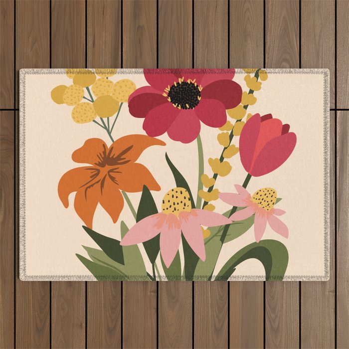 Fresh Cut Cottage Flowers Outdoor Rug Gallery Image 1