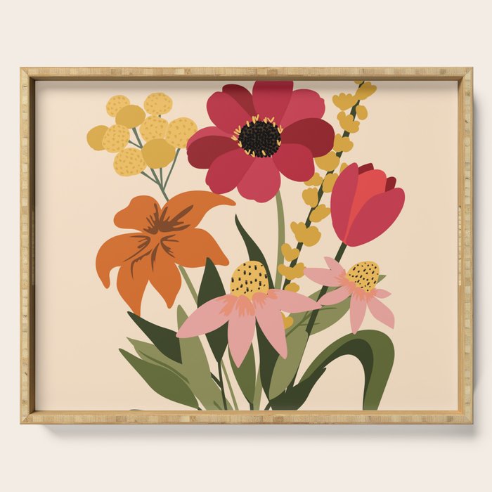 Fresh Cut Cottage Flowers Serving Tray Gallery Image 1