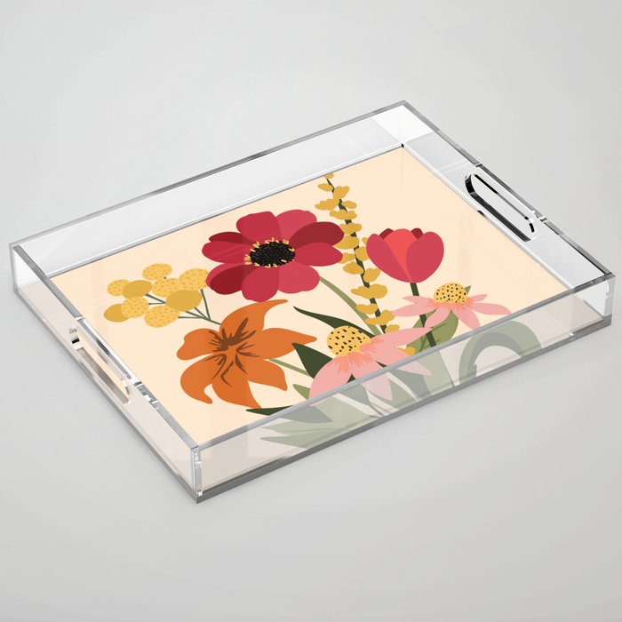 Fresh Cut Cottage Flowers Acrylic Tray Gallery Image 1