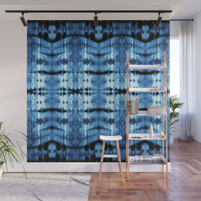 Indigo Satin Shibori Wall Mural Gallery Image 1