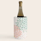 Festive, Abstract, Floral Prints, Coral, Green, Yellow Wine Chiller Gallery Image 2