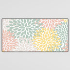 Festive, Abstract, Floral Prints, Coral, Green, Yellow Desk Mat Gallery Image 3