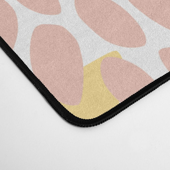 Festive, Abstract, Floral Prints, Coral, Green, Yellow Desk Mat Gallery Image 4