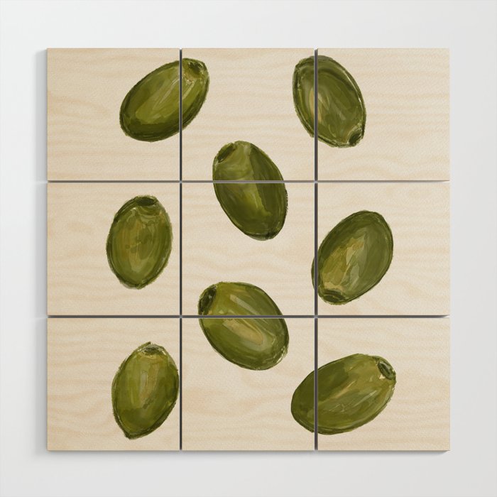Green Olives Wood Wall Art Gallery Image 1
