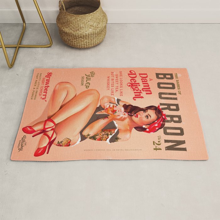 The Babes Of Bourbon Vol. 24: A Damn Delight. Vintage Pin Up Girl & Cocktail Art Rug Gallery Image 1