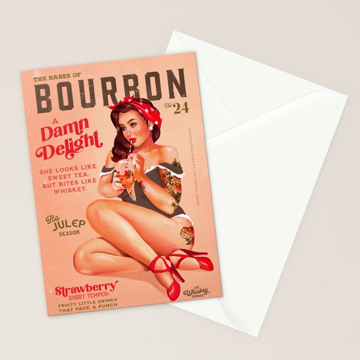 The Babes Of Bourbon Vol. 24: A Damn Delight. Vintage Pin Up Girl & Cocktail Art Stationery Card Gallery Image 2