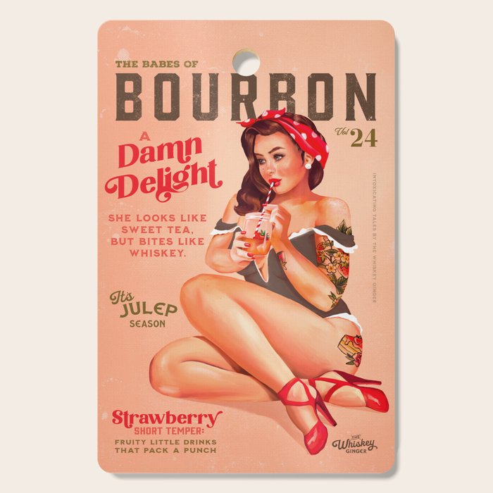 The Babes Of Bourbon Vol. 24: A Damn Delight. Vintage Pin Up Girl & Cocktail Art Cutting Board Gallery Image 1