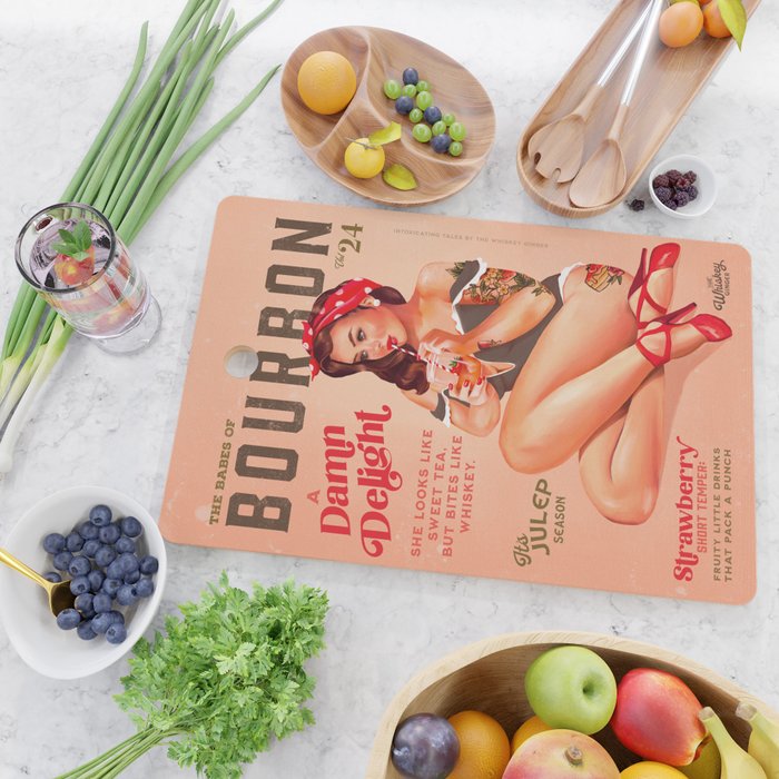 The Babes Of Bourbon Vol. 24: A Damn Delight. Vintage Pin Up Girl & Cocktail Art Cutting Board Gallery Image 2