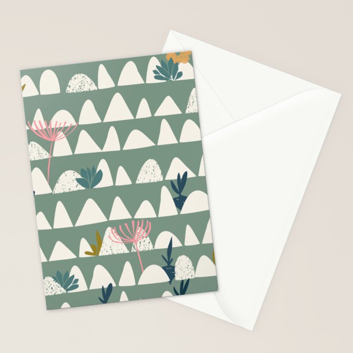 Farmland pattern sage green Stationery Card Gallery Image 2