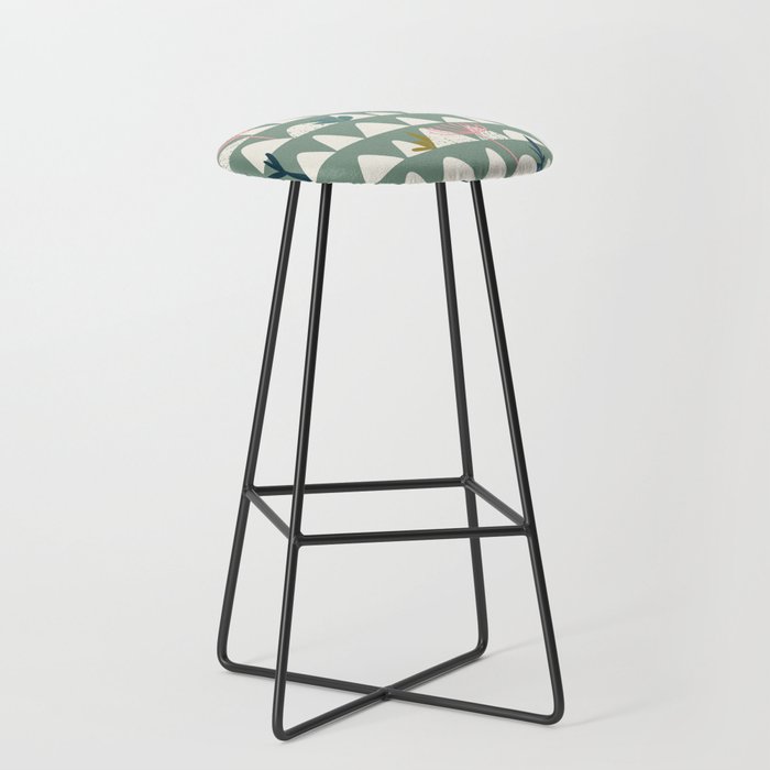 Farmland pattern sage green Stool Gallery Image 1