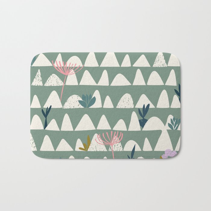 Farmland pattern sage green Bath Mat Gallery Image 1