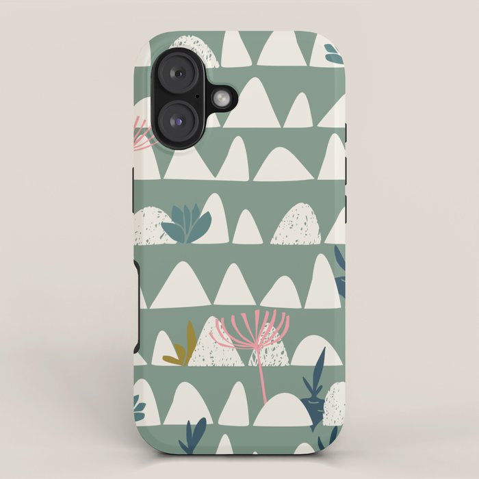 Farmland pattern sage green iPhone Case Gallery Image 1