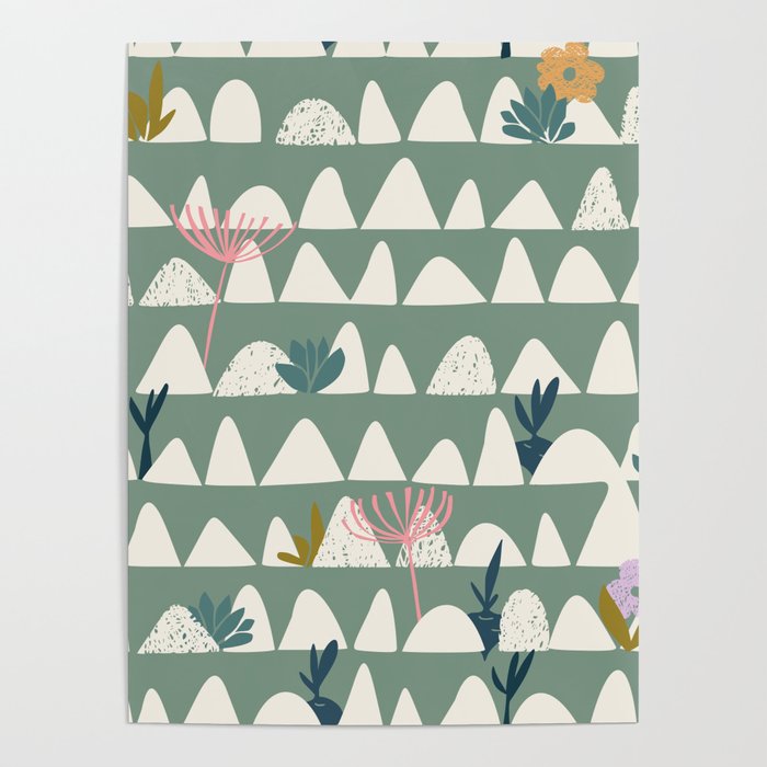 Farmland pattern sage green Poster Gallery Image 1