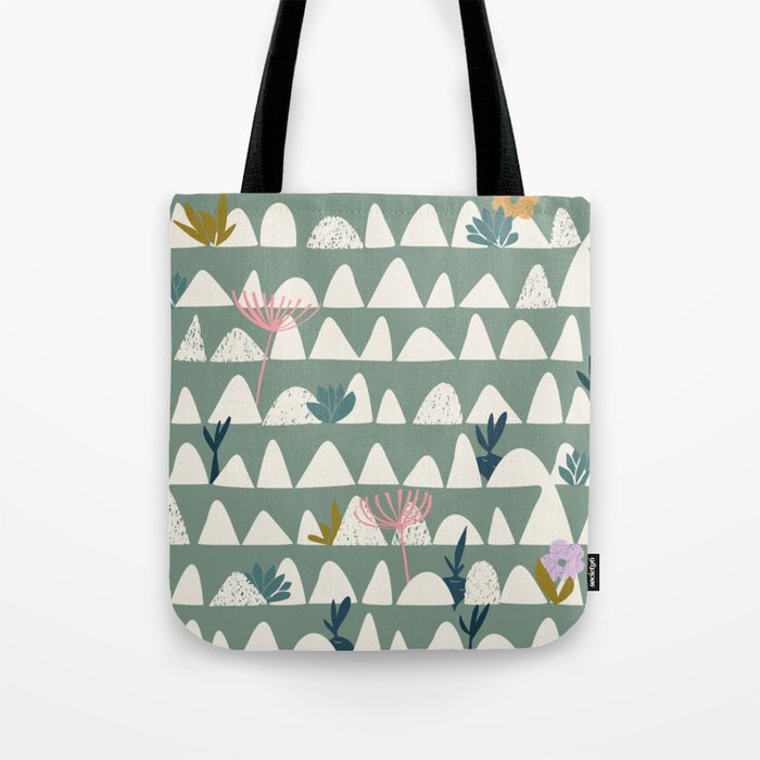 Farmland pattern sage green Tote Bag Gallery Image 1