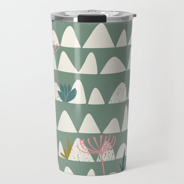 Farmland pattern sage green Travel Mug Gallery Image 1