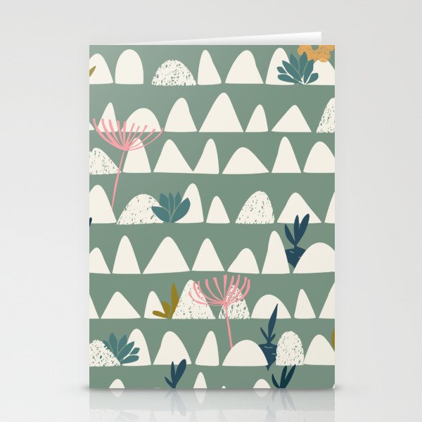 Farmland pattern sage green Stationery Card Gallery Image 2