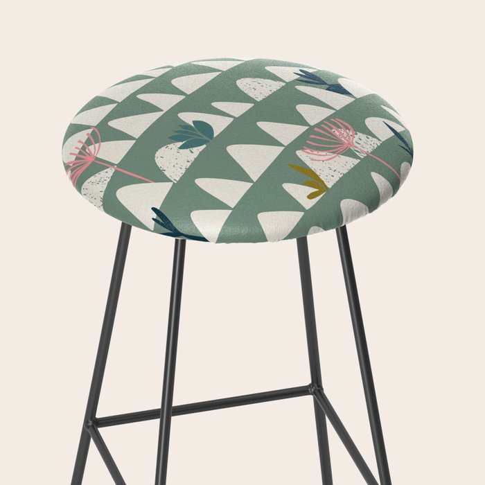 Farmland pattern sage green Stool Gallery Image 2