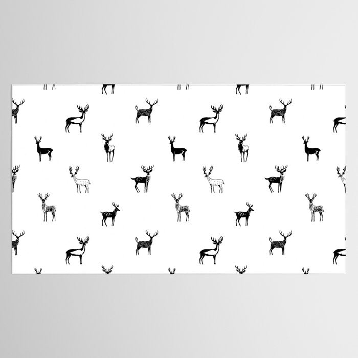 Black and white deer animal art pattern Tablecloth Gallery Image 2