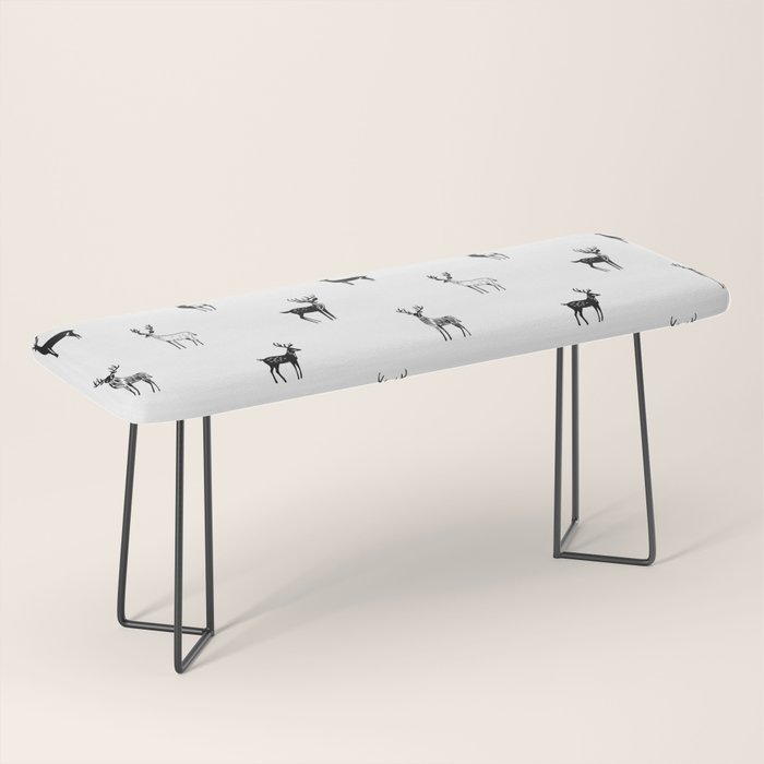 Black and white deer animal art pattern Bench Gallery Image 1