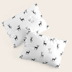 Black and white deer animal art pattern Pillow Sham Gallery Image 3