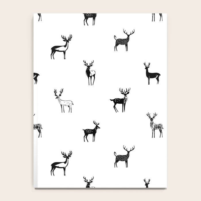 Black and white deer animal art pattern Notebook Gallery Image 4